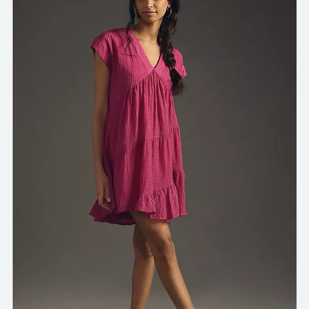 Anthropologie Meave Pink Mini Dress